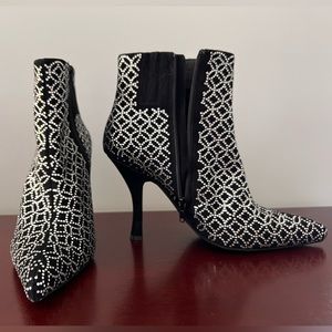 Jeffrey Campbell ~ Black Suede High Heel Rhinestone Boots